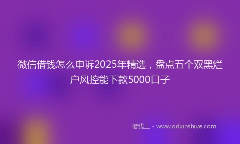 微信借钱怎么申诉2025年精选，盘点五个双黑烂户风控能下款5000口子