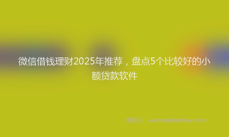 微信借钱理财2025年推荐，盘点5个比较好的小额贷款软件