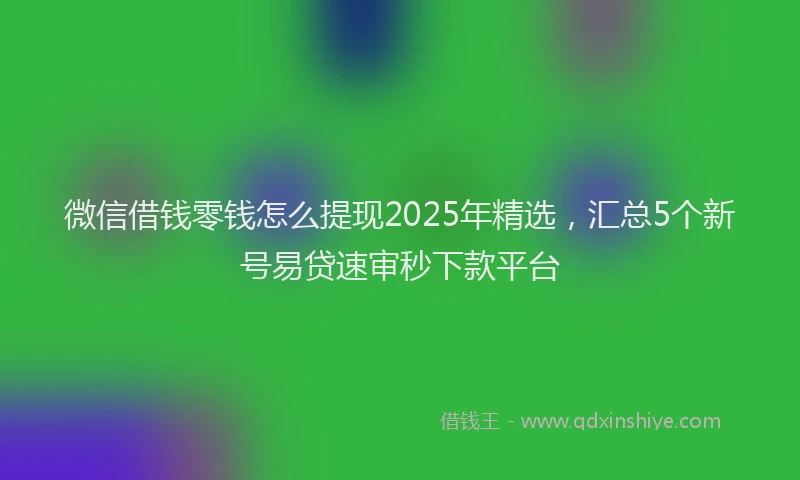 微信借钱零钱怎么提现2025年精选，汇总5个新号易贷速审秒下款平台