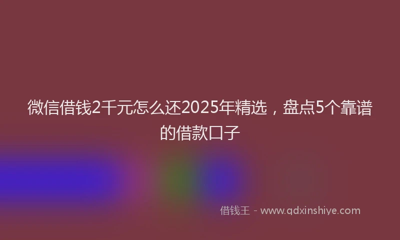 微信借钱2千元怎么还2025年精选，盘点5个靠谱的借款口子