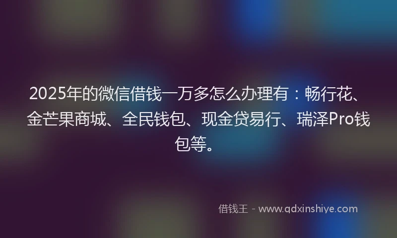 2025年的微信借钱一万多怎么办理有：畅行花、金芒果商城、全民钱包、现金贷易行、瑞泽Pro钱包等。