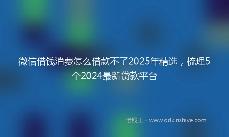 微信借钱消费怎么借款不了2025年精选，梳理5个2024最新贷款平台