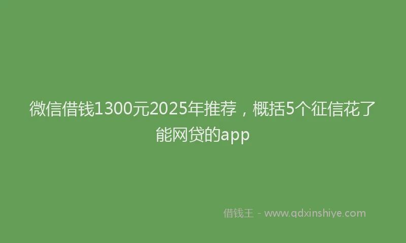微信借钱1300元2025年推荐，概括5个征信花了能网贷的app