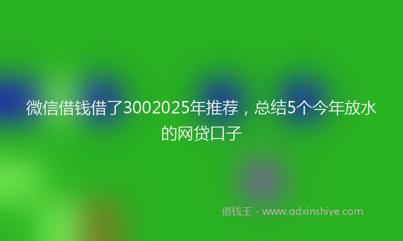 微信借钱借了3002025年推荐，总结5个今年放水的网贷口子