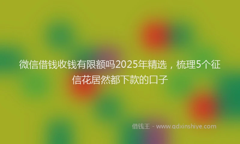 微信借钱收钱有限额吗2025年精选，梳理5个征信花居然都下款的口子