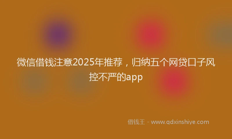 微信借钱注意2025年推荐，归纳五个网贷口子风控不严的app