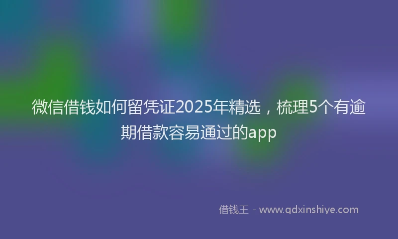 微信借钱如何留凭证2025年精选，梳理5个有逾期借款容易通过的app