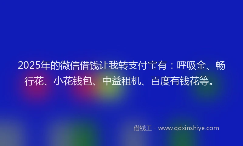 2025年的微信借钱让我转支付宝有：呼吸金、畅行花、小花钱包、中益租机、百度有钱花等。