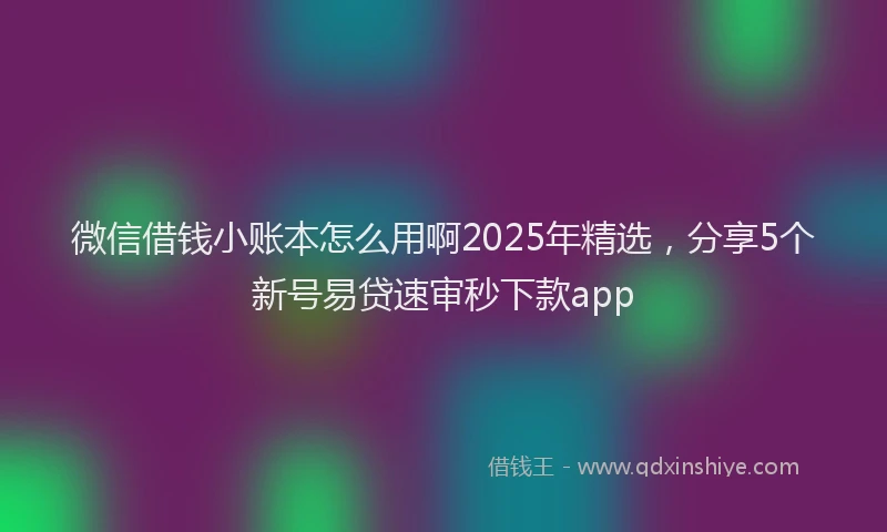 微信借钱小账本怎么用啊2025年精选，分享5个新号易贷速审秒下款app