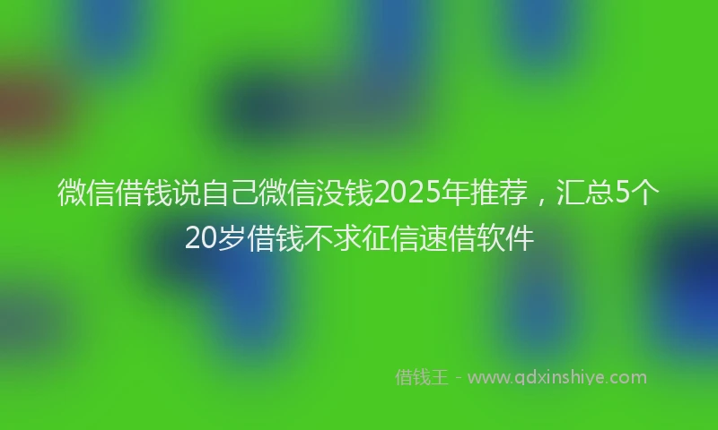 微信借钱说自己微信没钱2025年推荐，汇总5个20岁借钱不求征信速借软件