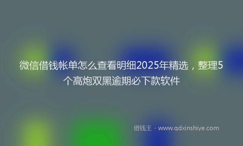 微信借钱帐单怎么查看明细2025年精选，整理5个高炮双黑逾期必下款软件