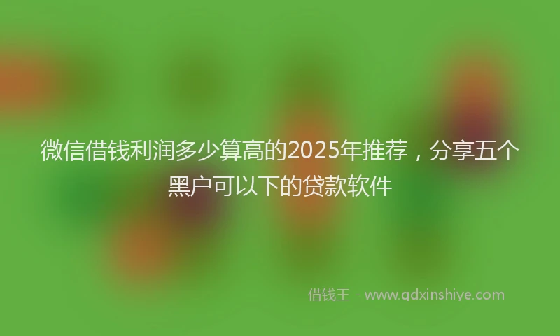 微信借钱利润多少算高的2025年推荐，分享五个黑户可以下的贷款软件
