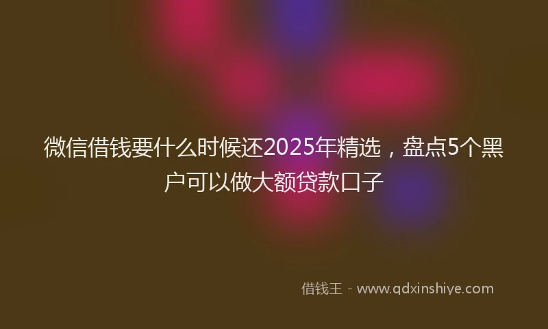 微信借钱要什么时候还2025年精选，盘点5个黑户可以做大额贷款口子