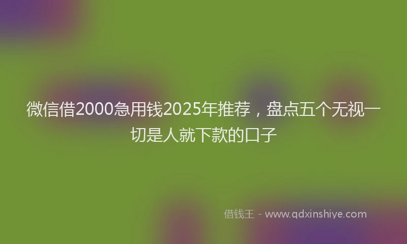 微信借2000急用钱2025年推荐，盘点五个无视一切是人就下款的口子