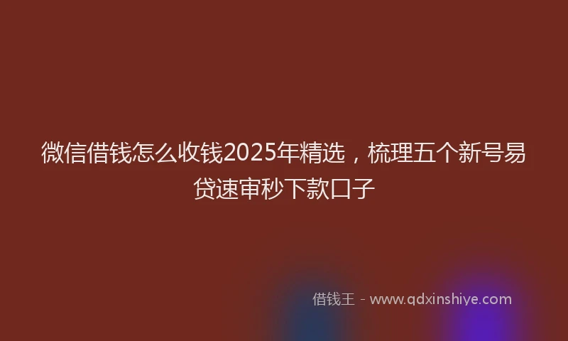 微信借钱怎么收钱2025年精选，梳理五个新号易贷速审秒下款口子