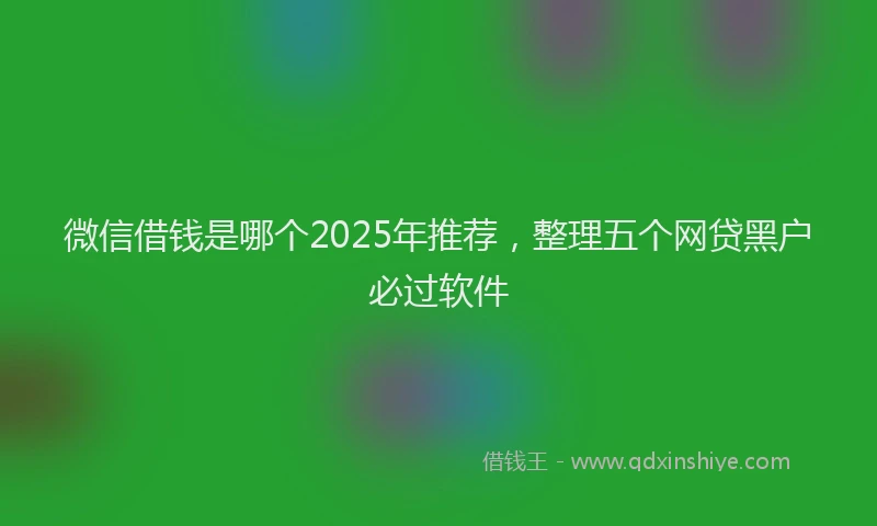 微信借钱是哪个2025年推荐，整理五个网贷黑户必过软件