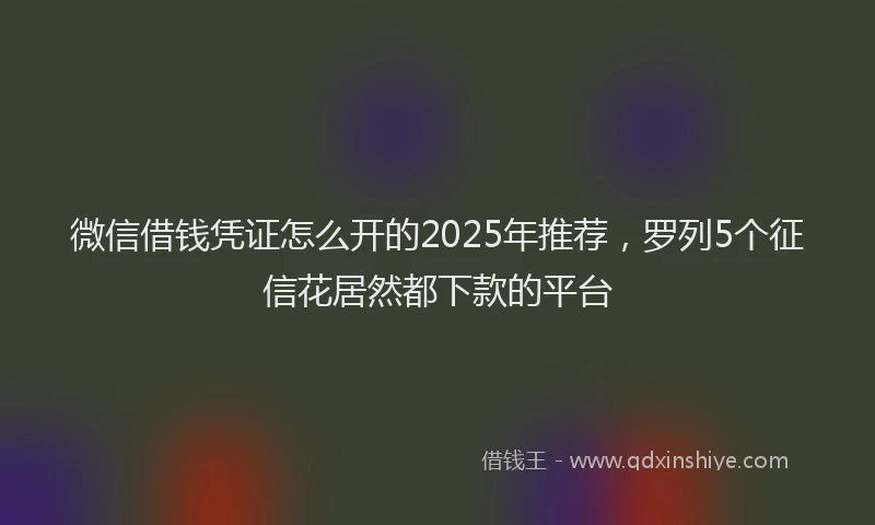 微信借钱凭证怎么开的2025年推荐，罗列5个征信花居然都下款的平台
