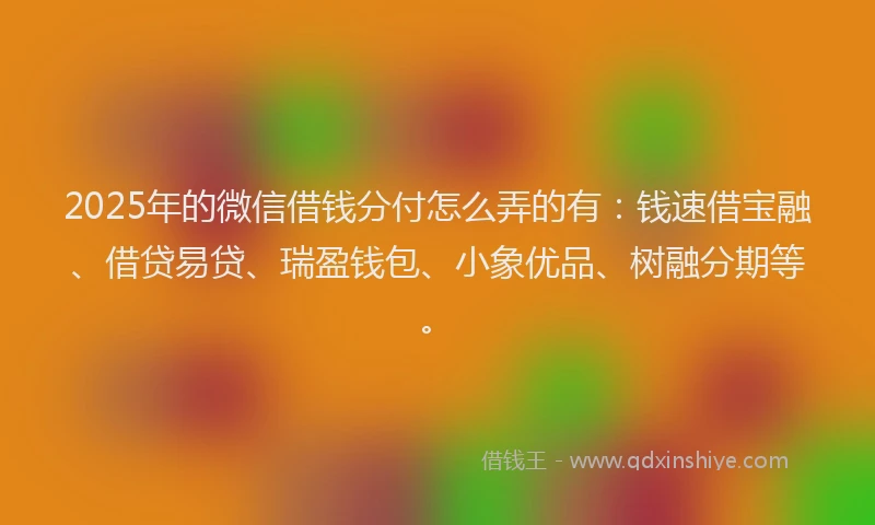 2025年的微信借钱分付怎么弄的有：钱速借宝融、借贷易贷、瑞盈钱包、小象优品、树融分期等。