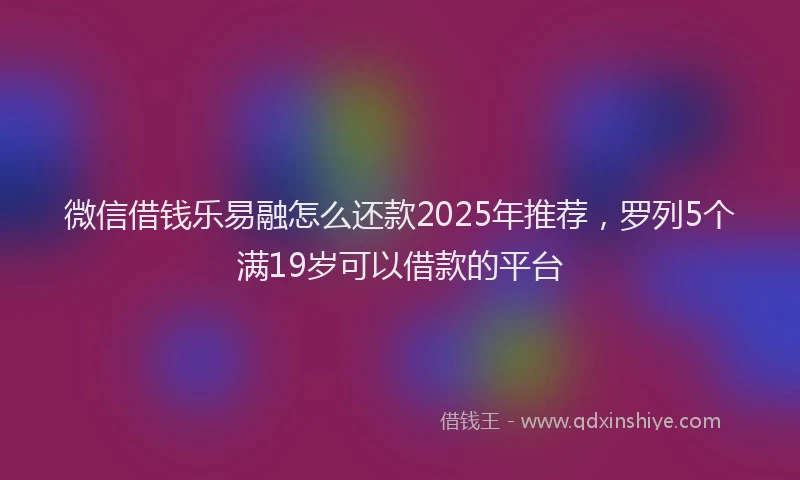 微信借钱乐易融怎么还款2025年推荐，罗列5个满19岁可以借款的平台