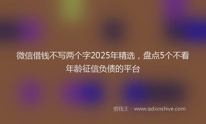 微信借钱不写两个字2025年精选，盘点5个不看年龄征信负债的平台