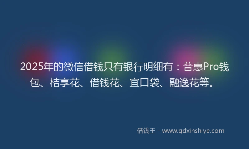 2025年的微信借钱只有银行明细有：普惠Pro钱包、桔享花、借钱花、宜口袋、融逸花等。