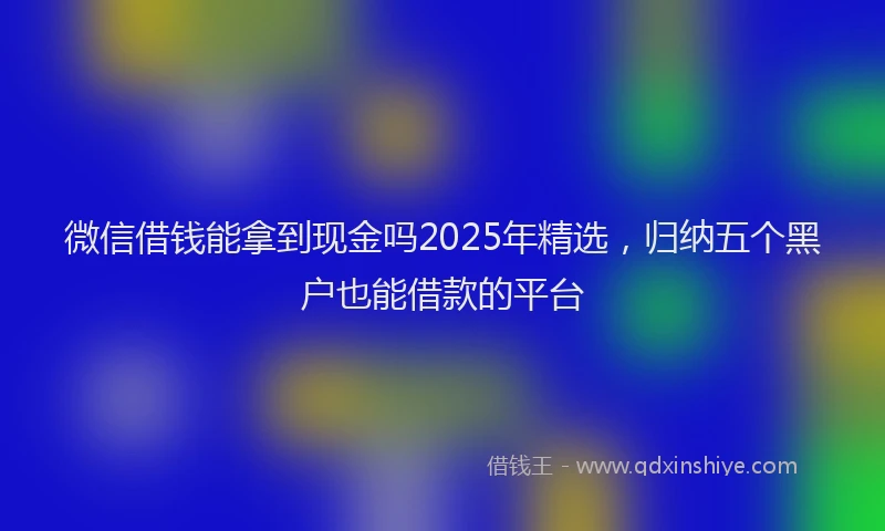 微信借钱能拿到现金吗2025年精选，归纳五个黑户也能借款的平台