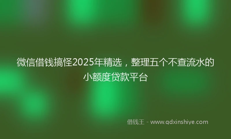 微信借钱搞怪2025年精选，整理五个不查流水的小额度贷款平台