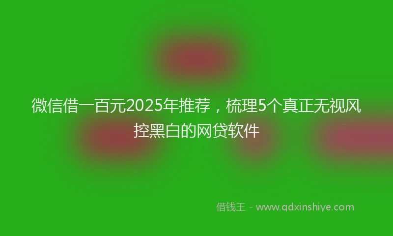 微信借一百元2025年推荐，梳理5个真正无视风控黑白的网贷软件