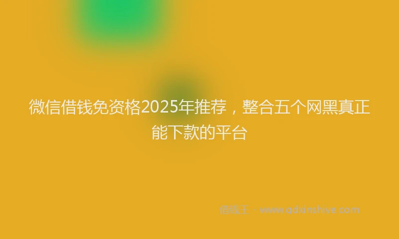 微信借钱免资格2025年推荐，整合五个网黑真正能下款的平台