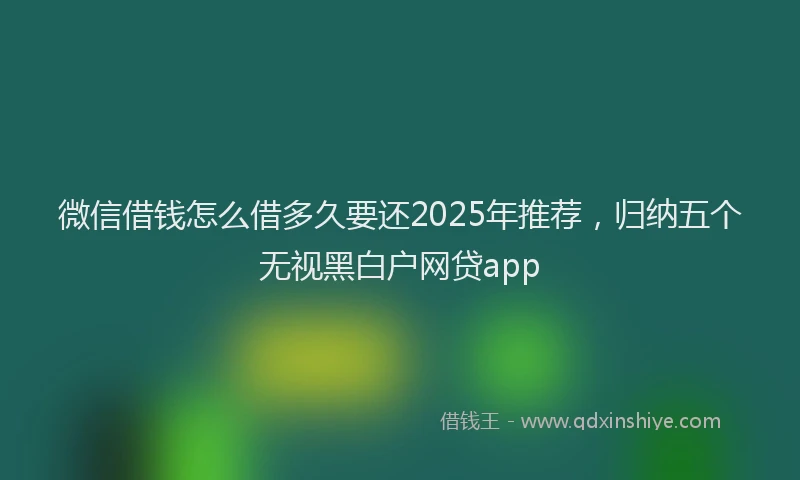 微信借钱怎么借多久要还2025年推荐，归纳五个无视黑白户网贷app