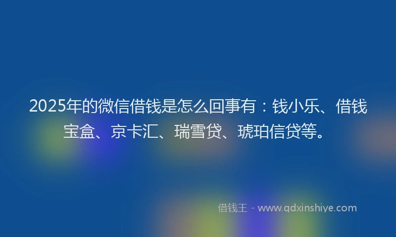 2025年的微信借钱是怎么回事有：钱小乐、借钱宝盒、京卡汇、瑞雪贷、琥珀信贷等。