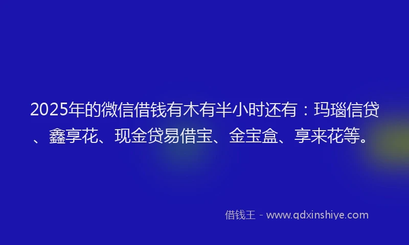 2025年的微信借钱有木有半小时还有：玛瑙信贷、鑫享花、现金贷易借宝、金宝盒、享来花等。