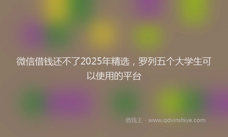 微信借钱还不了2025年精选，罗列五个大学生可以使用的平台