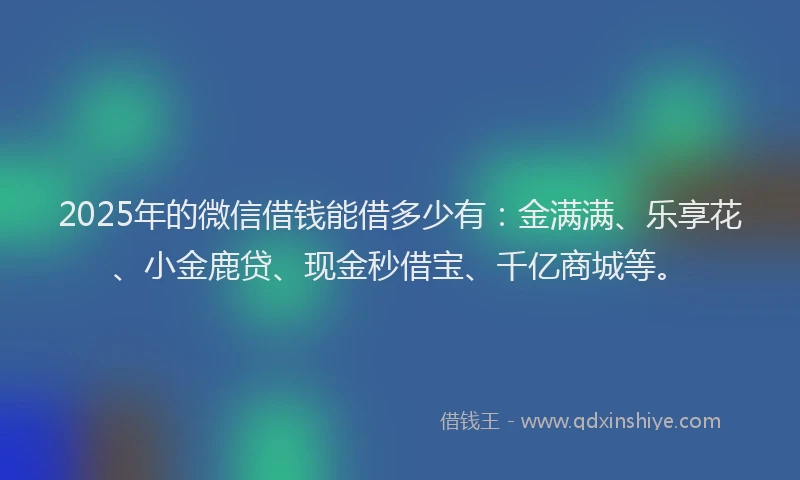 2025年的微信借钱能借多少有：金满满、乐享花、小金鹿贷、现金秒借宝、千亿商城等。