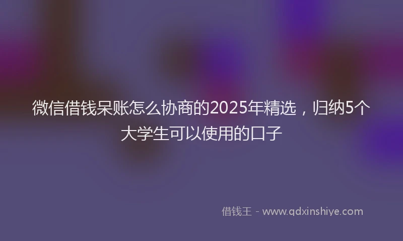微信借钱呆账怎么协商的2025年精选，归纳5个大学生可以使用的口子