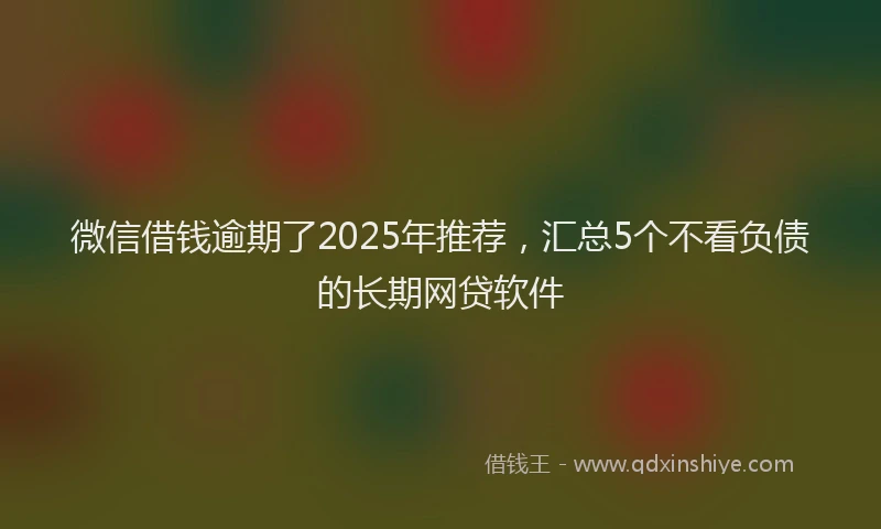 微信借钱逾期了2025年推荐，汇总5个不看负债的长期网贷软件