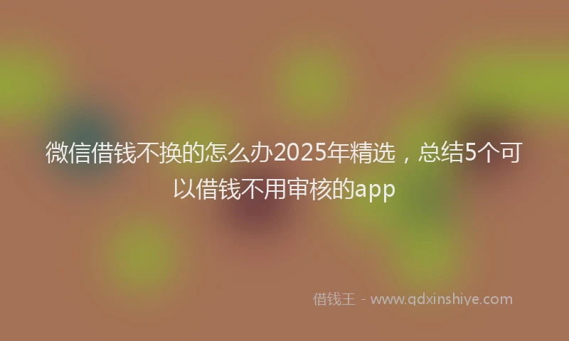 微信借钱不换的怎么办2025年精选，总结5个可以借钱不用审核的app