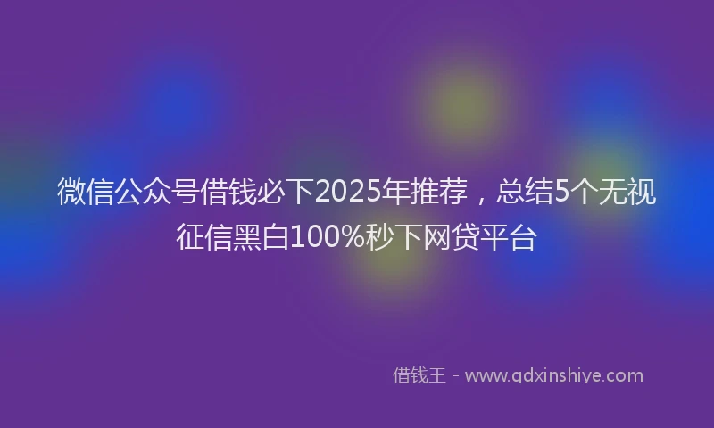 微信公众号借钱必下2025年推荐，总结5个无视征信黑白100%秒下网贷平台