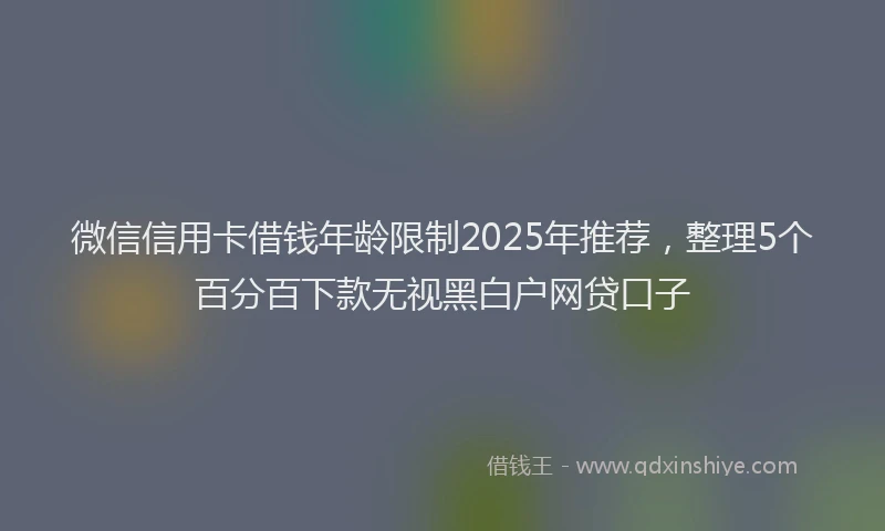 微信信用卡借钱年龄限制2025年推荐，整理5个百分百下款无视黑白户网贷口子