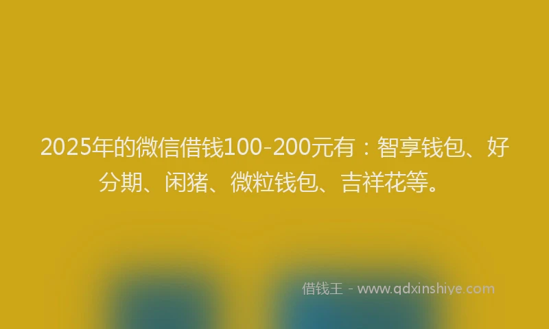 2025年的微信借钱100-200元有：智享钱包、好分期、闲猪、微粒钱包、吉祥花等。