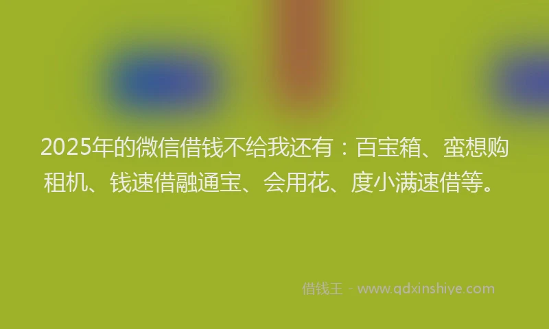 2025年的微信借钱不给我还有：百宝箱、蛮想购租机、钱速借融通宝、会用花、度小满速借等。