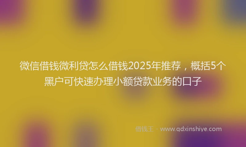 微信借钱微利贷怎么借钱2025年推荐，概括5个黑户可快速办理小额贷款业务的口子