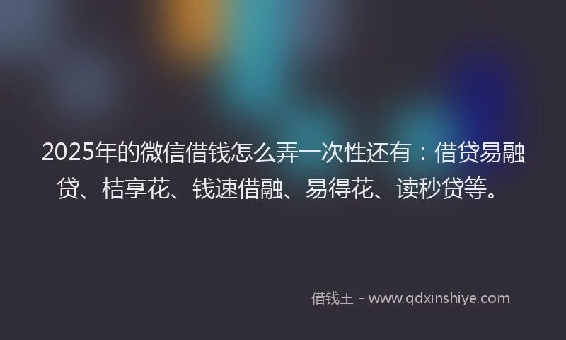 2025年的微信借钱怎么弄一次性还有：借贷易融贷、桔享花、钱速借融、易得花、读秒贷等。