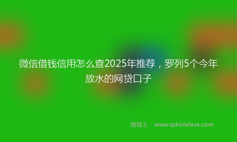 微信借钱信用怎么查2025年推荐，罗列5个今年放水的网贷口子