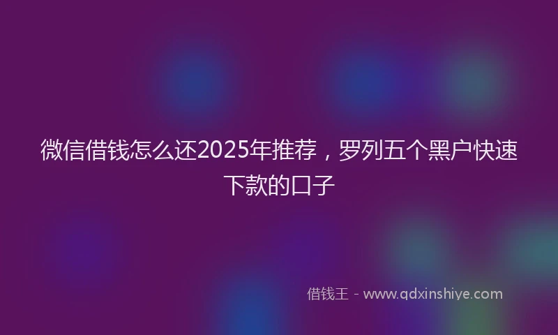 微信借钱怎么还2025年推荐，罗列五个黑户快速下款的口子