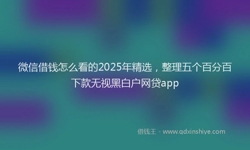 微信借钱怎么看的2025年精选，整理五个百分百下款无视黑白户网贷app