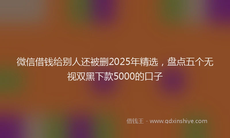 微信借钱给别人还被删2025年精选，盘点五个无视双黑下款5000的口子