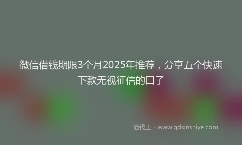 微信借钱期限3个月2025年推荐，分享五个快速下款无视征信的口子