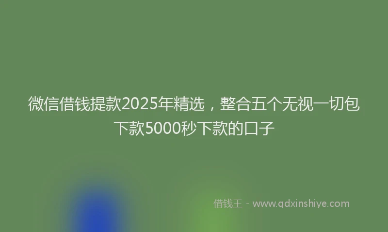 微信借钱提款2025年精选，整合五个无视一切包下款5000秒下款的口子