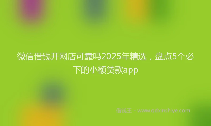微信借钱开网店可靠吗2025年精选，盘点5个必下的小额贷款app